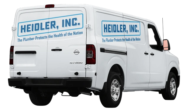 A Heidler, Inc. service van — the plumber protects the health of the nation